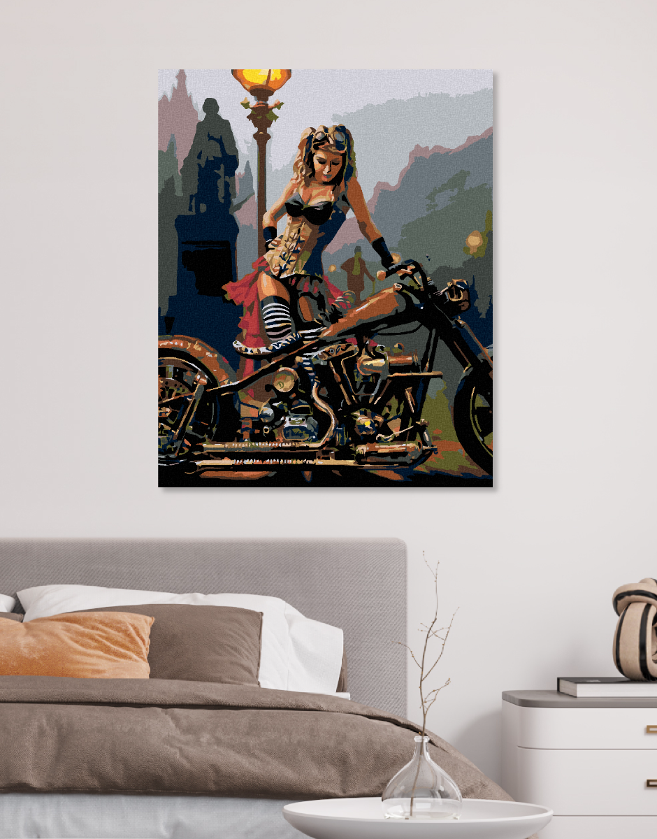 Maľovanie podľa čísel Dievča s motorkou 40x50cm Zuty