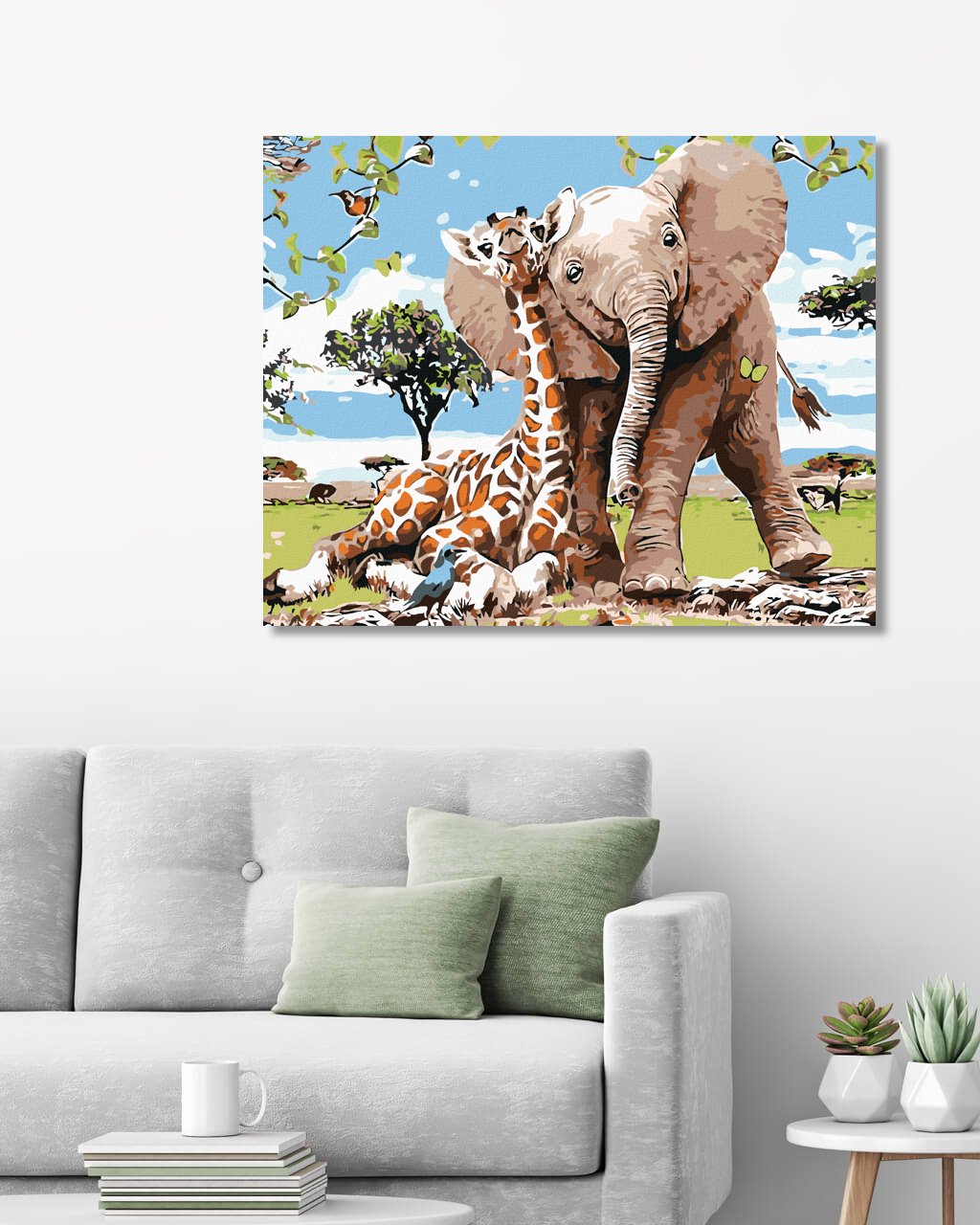 Maľovanie podľa čísel Žirafa a sloník 40x50cm Zuty