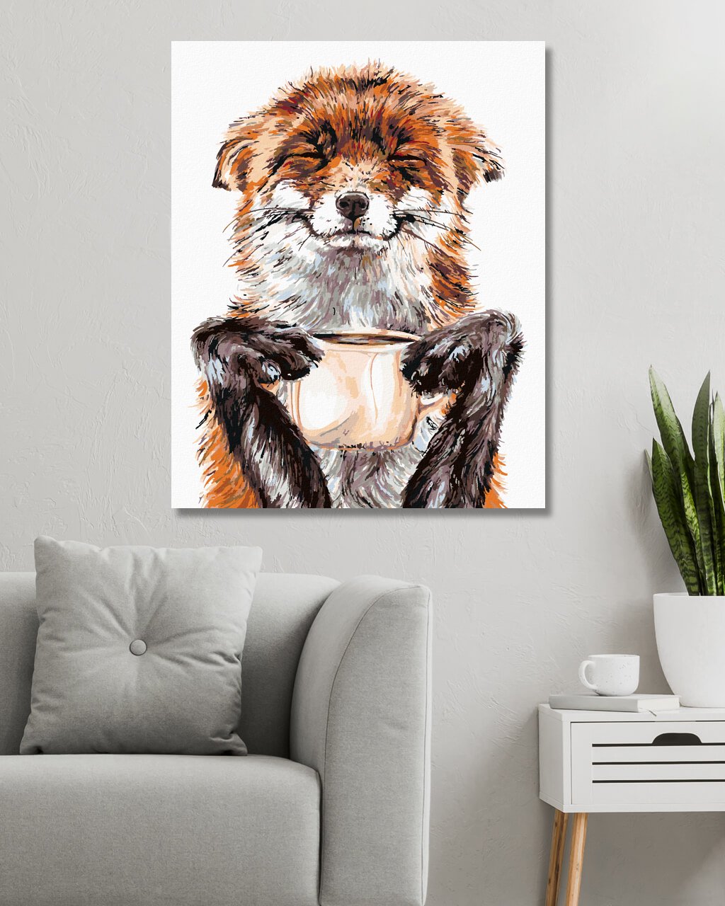 Maľovanie podľa čísel Holly Simental: Líška a káva 40x50cm Zuty