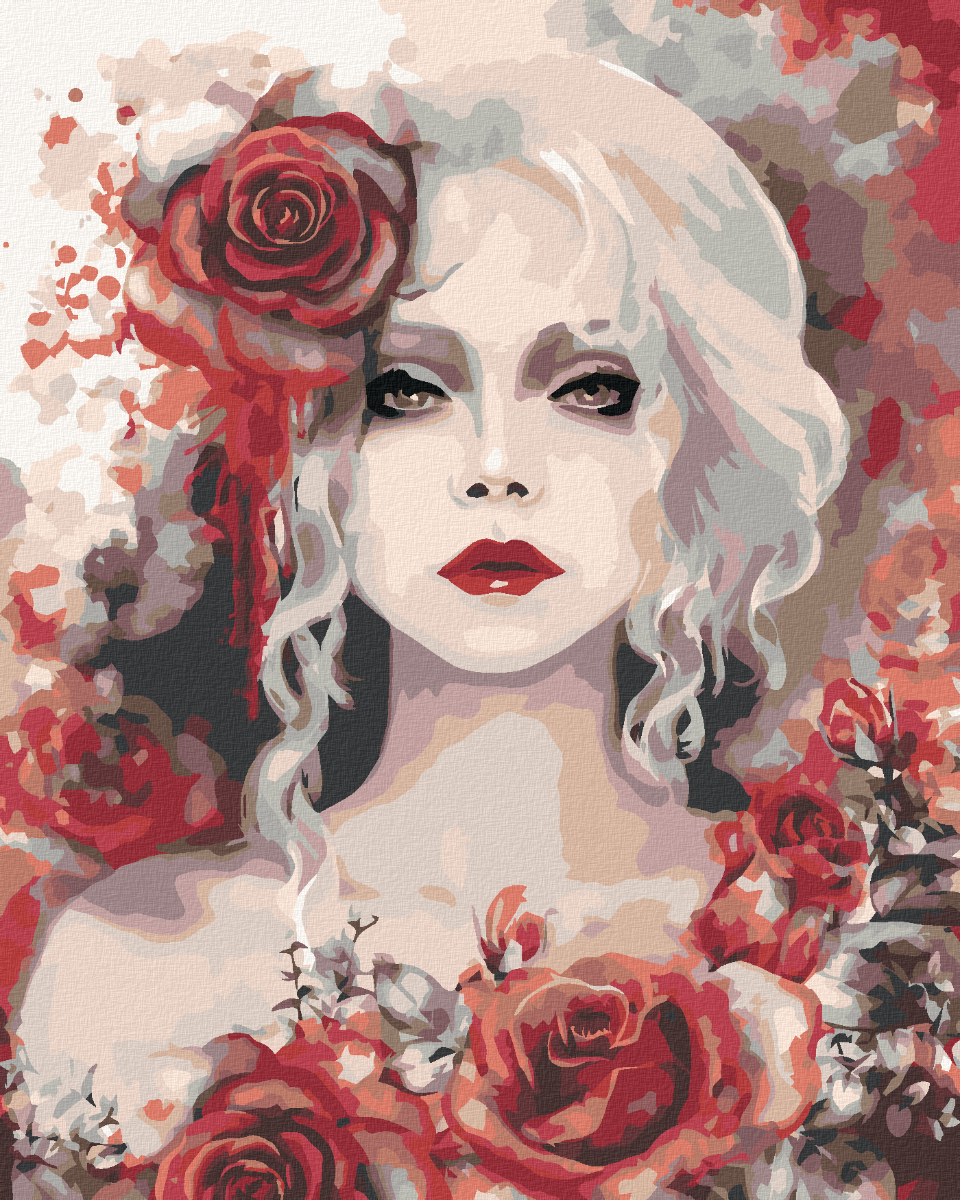 Maľovanie podľa čísel Žena s červenými ružami 40x50cm Zuty