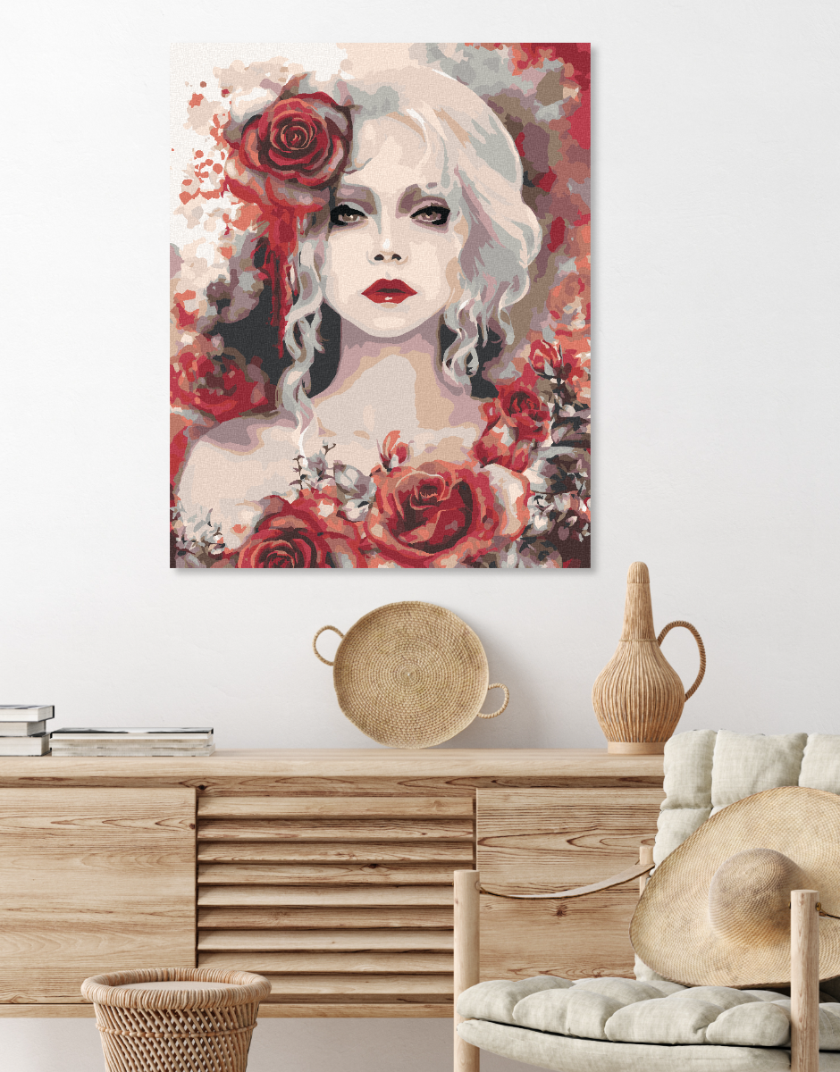 Maľovanie podľa čísel Žena s červenými ružami 40x50cm Zuty
