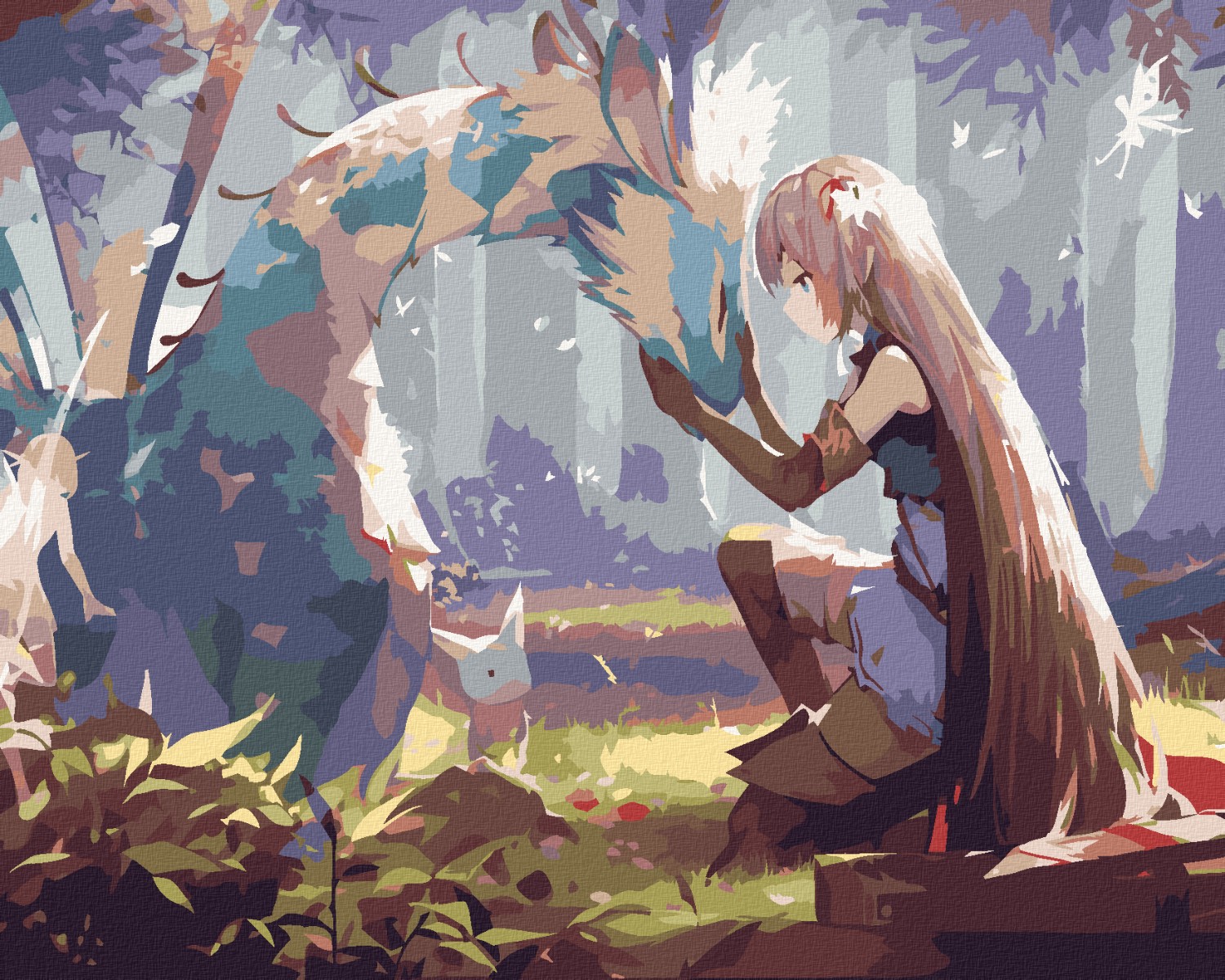 Maľovanie podľa čísel Anime dievča s drakom 40x50cm Zuty