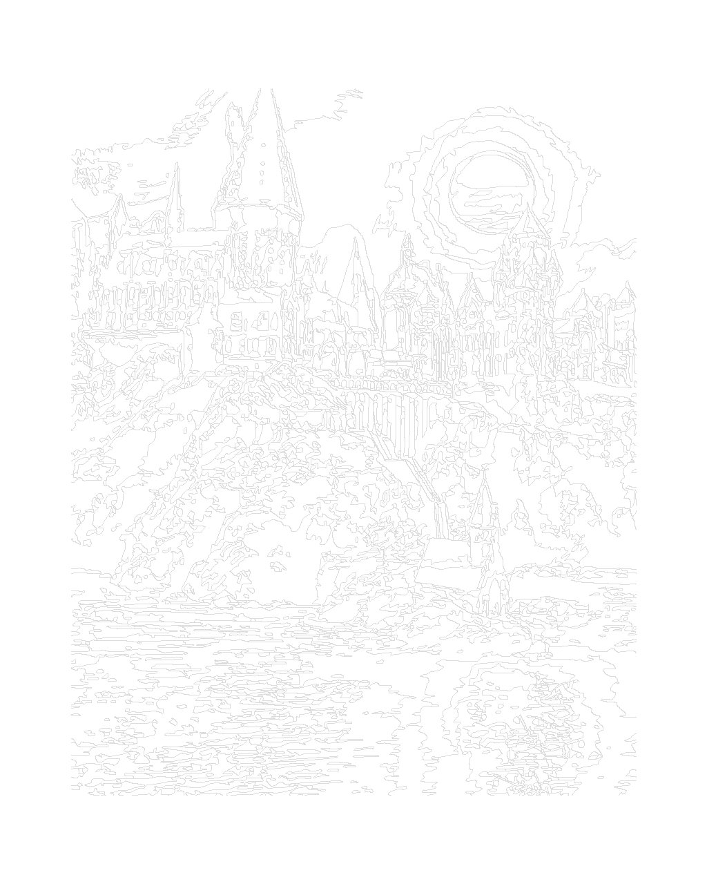 Maľovanie podľa čísel Harry Potter: Študenti priplávajúci k Rokfortu 40x50cm Zuty