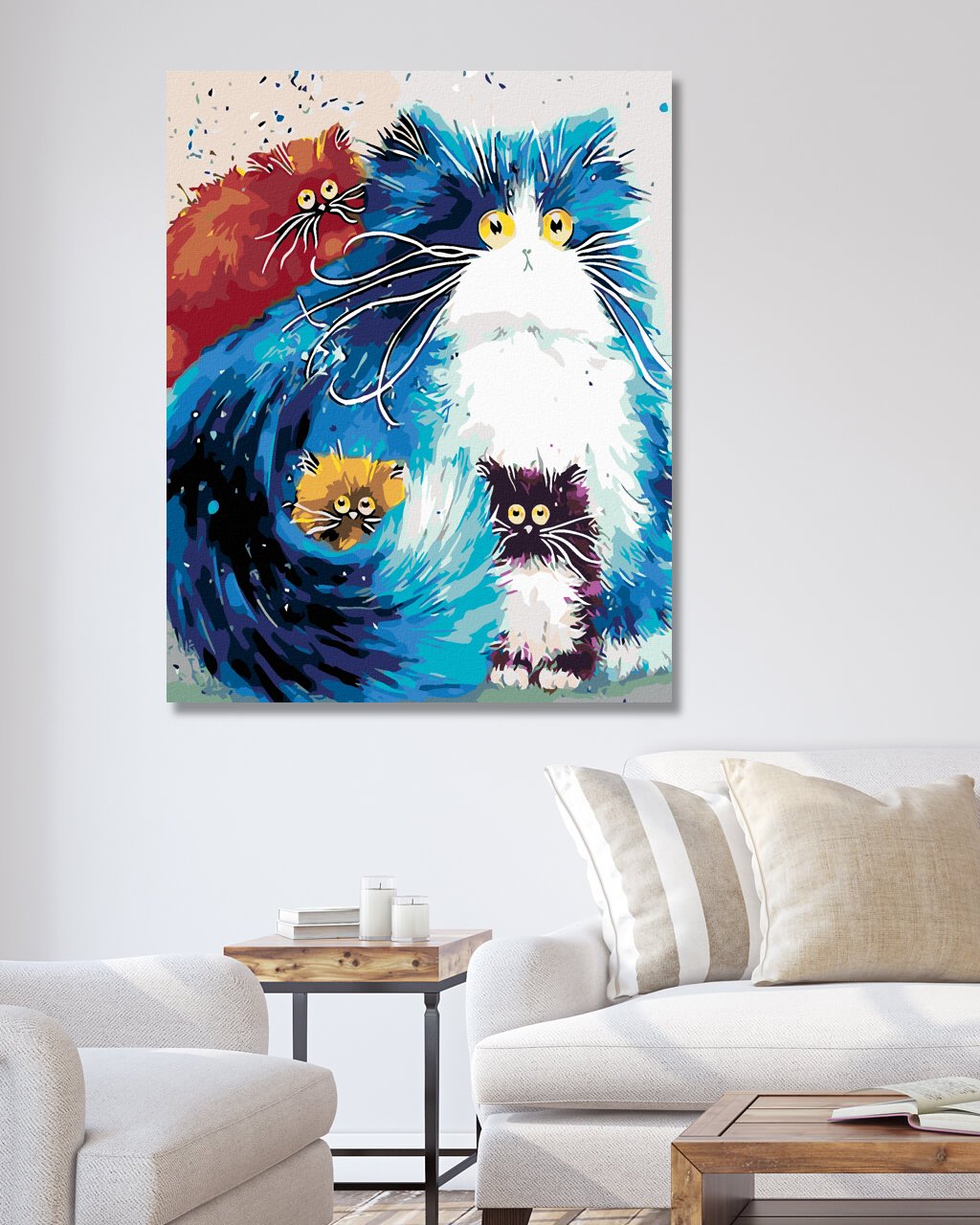 Maľovanie podľa čísel Chlpaté farebné mačky 40x50cm Zuty
