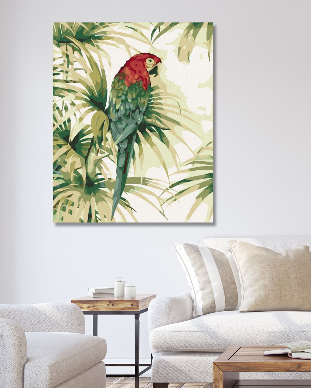 Maľovanie podľa čísel Papagáj a tropické listy 40x50cm Zuty