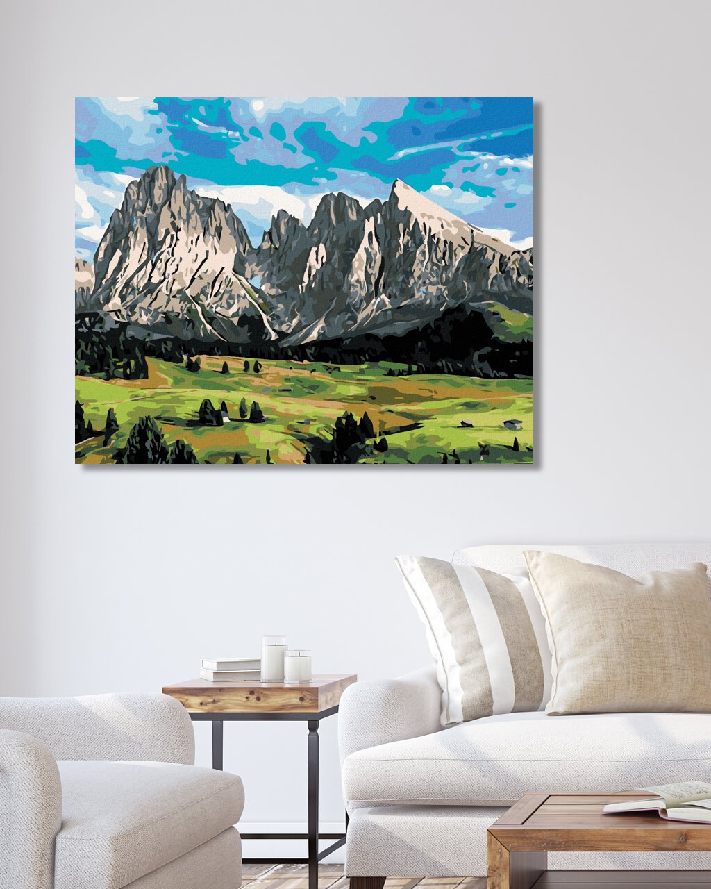 Maľovanie podľa čísel Pole a hory 40x50cm Zuty