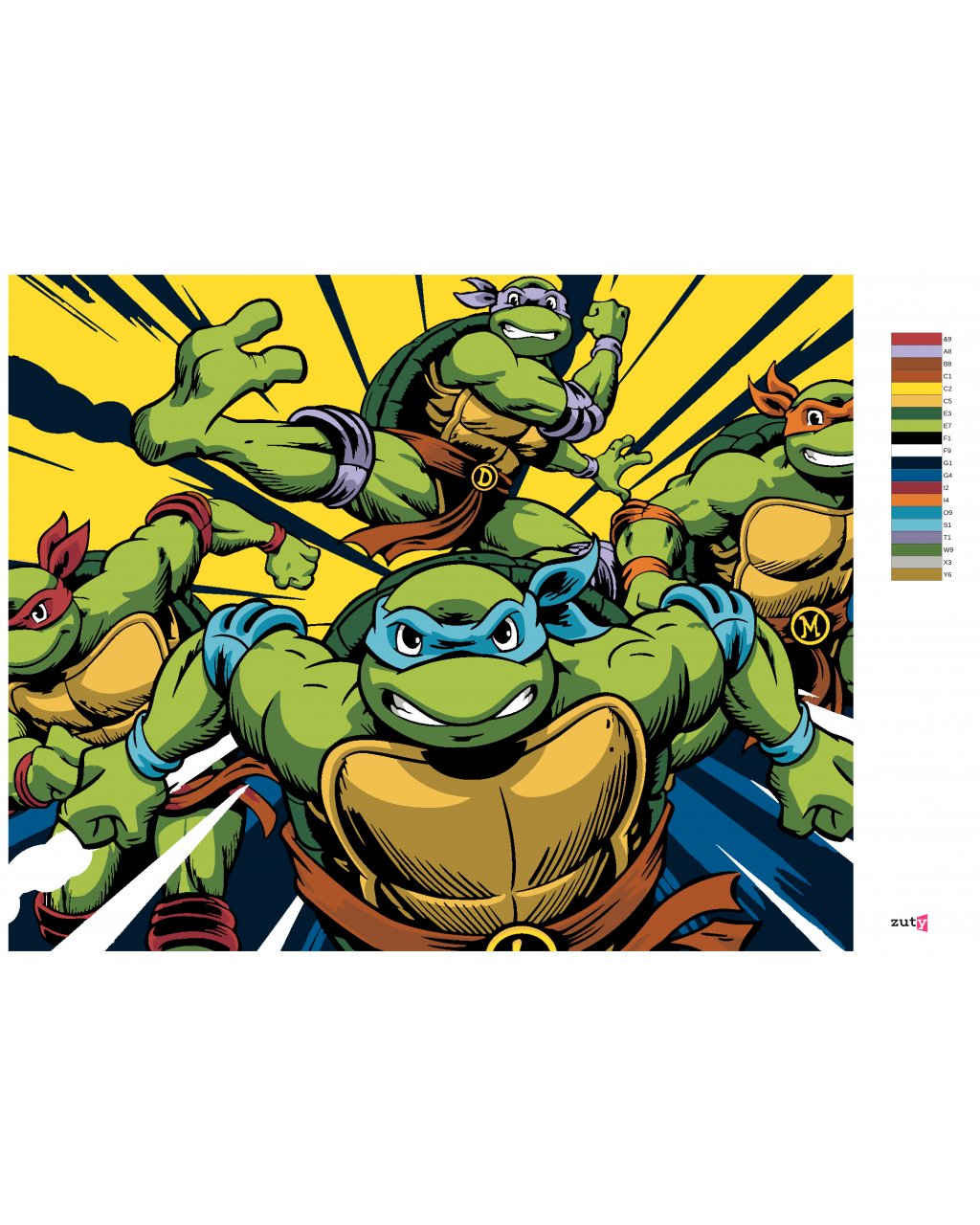 Maľovanie podľa čísel Ninja korytnačky 40x50cm Zuty