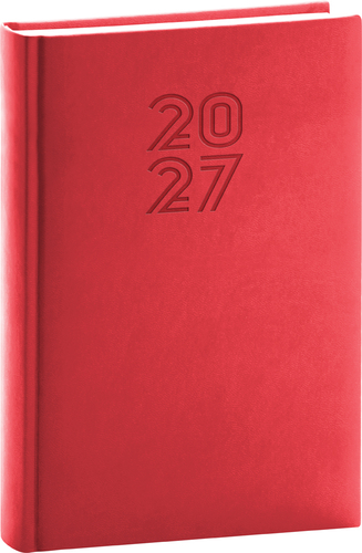 NOTIQUE Denný diár Aprint 2027, červený, 15 x 21 cm