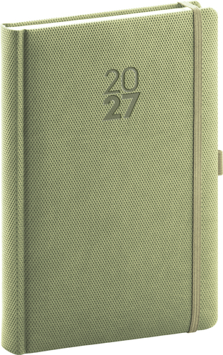 NOTIQUE Denný diár Diamante 2027, olivový, 15 x 21 cm
