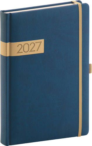 NOTIQUE Denný diár Twill 2027, modro-zlatý, 15 x 21 cm