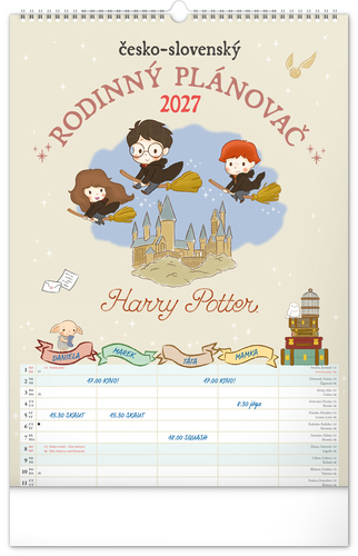 NOTIQUE Nástenný kalendár Rodinný plánovací Harry Potter 2027, 33 x 46 cm