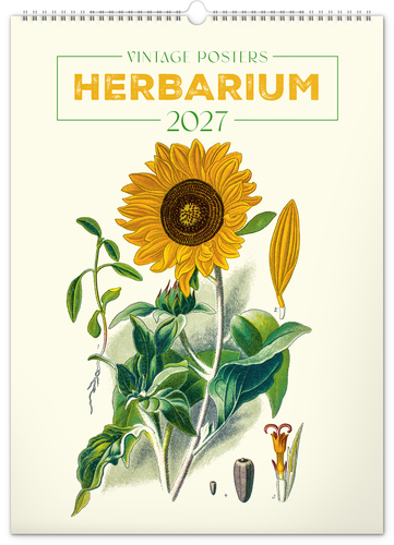 NOTIQUE Nástenný kalendár Vintage plakáty – herbár 2027, 33 x 46 cm