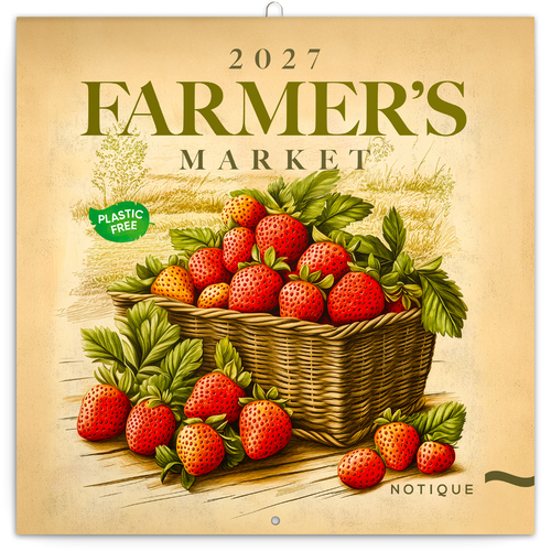 NOTIQUE Poznámkový kalendár Farmárské trhy 2027, PLASTIC FREE, 30 x 30 cm