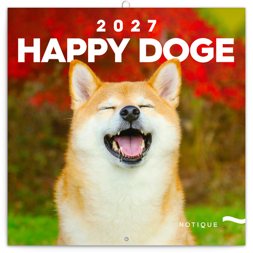 NOTIQUE Poznámkový kalendár Happy Doge 2027, 30 x 30 cm
