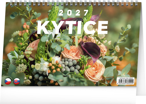 NOTIQUE Stolový kalendár Kytice CZ/SK 2027, 23,1 x 14,5 cm