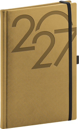 NOTIQUE Týždenný diár Ajax 2027, zlatý, 15 x 21 cm