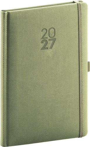 NOTIQUE Týždenný diár Diamante 2027, olivový, 15 x 21 cm