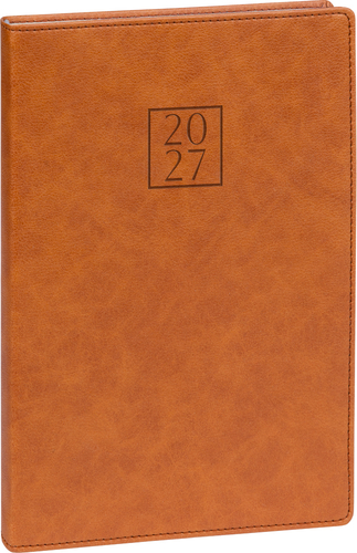 NOTIQUE Týždenný diár Prestigio 2027, hnedý, 15 x 21 cm