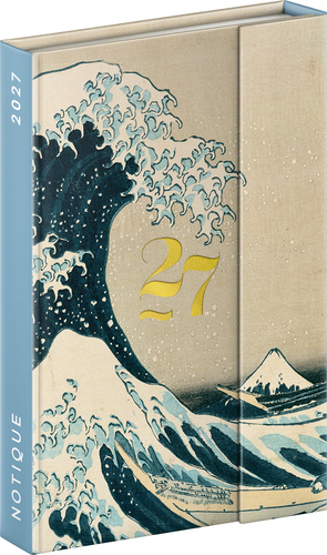 NOTIQUE Týždenný magnetický diár Katsushika Hokusai 2027, 11 x 16 cm