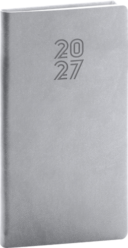 NOTIQUE Vreckový diár Aprint 2027, šedý, 9 x 15,5 cm