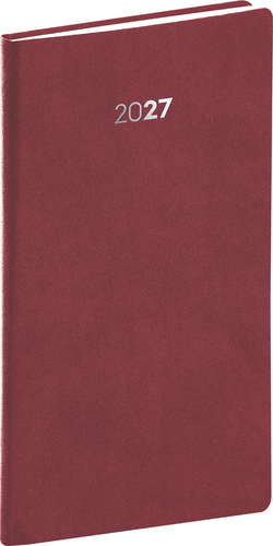 NOTIQUE Vreckový diár Balakon 2027, bordó, 9 x 15,5 cm