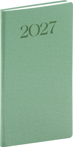 NOTIQUE Vreckový diár Biella 2027, zelený, 9 x 15,5 cm