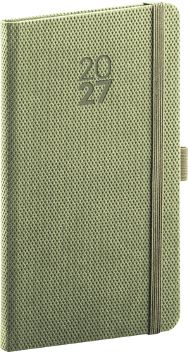 NOTIQUE Vreckový diár Diamante 2027, olivový, 9 x 15,5 cm
