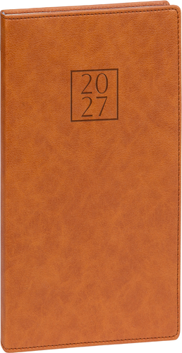 NOTIQUE Vreckový diár Prestigio 2027, hnedý, 9 x 15,5 cm