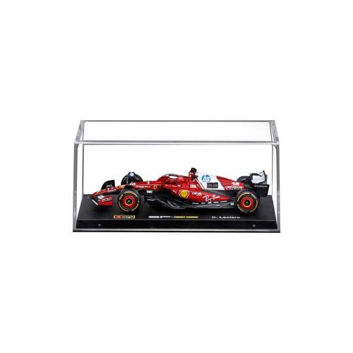 Bburago Formula 1 Ferrari SF-25 č. 16 Charles Leclerc v dekoratívnom boxe – mierka 1:43