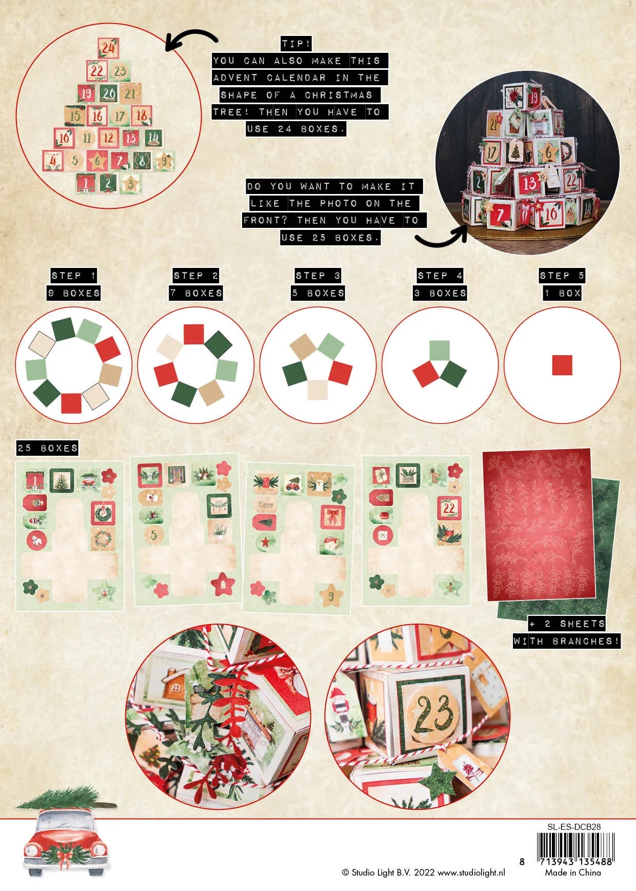 DIY Adventný kalendár Studio Light, A4, 27 hárkov - Vianoce doma