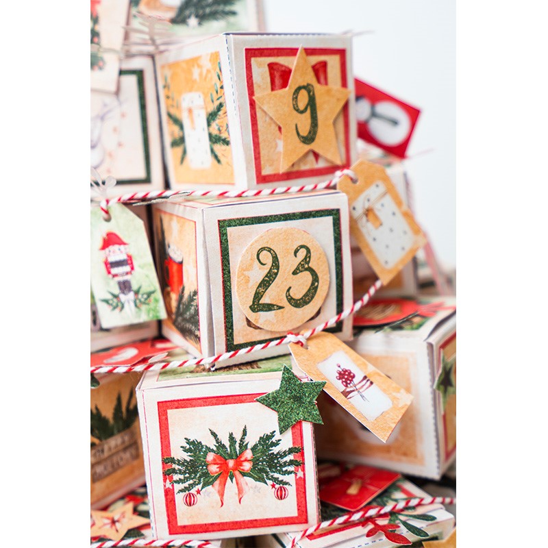 DIY Adventný kalendár Studio Light, A4, 27 hárkov - Vianoce doma