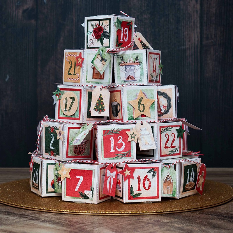 DIY Adventný kalendár Studio Light, A4, 27 hárkov - Vianoce doma