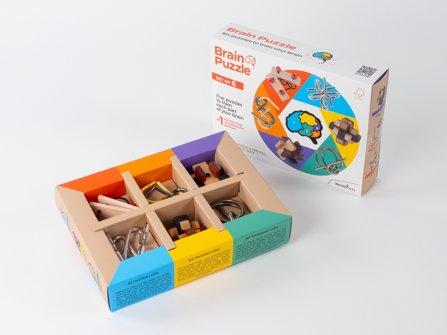 RecentToys Brain Puzzle (sada 6 ks)