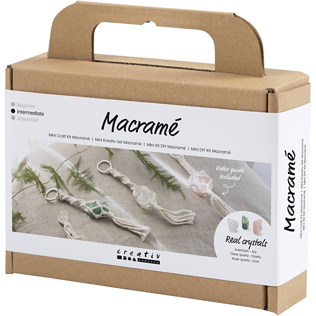 Mini kreatívna sada Makramé - Prívesky na kľúče s kryštálmi