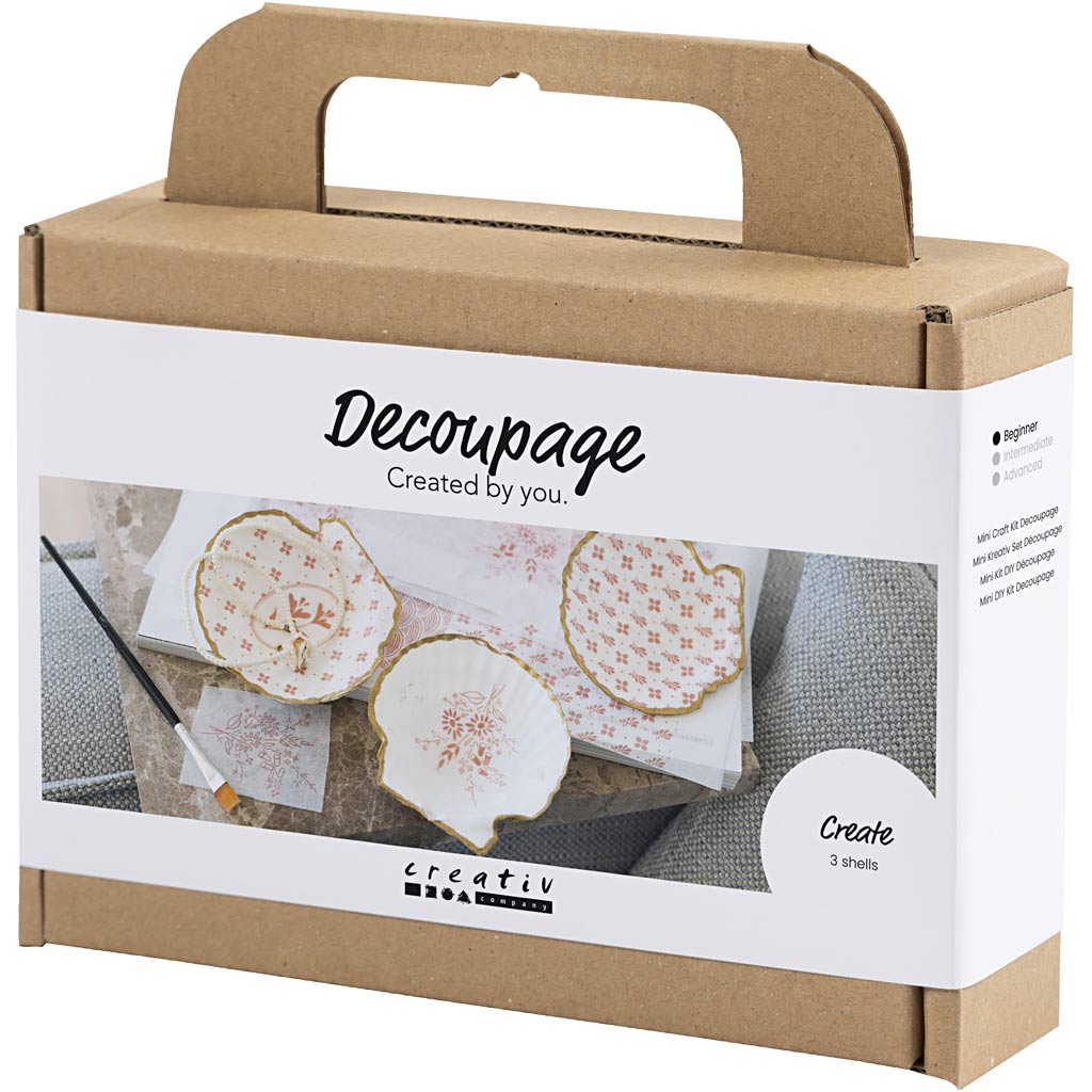 Mini kreatívna sada Dekupáž - Ružové mušle