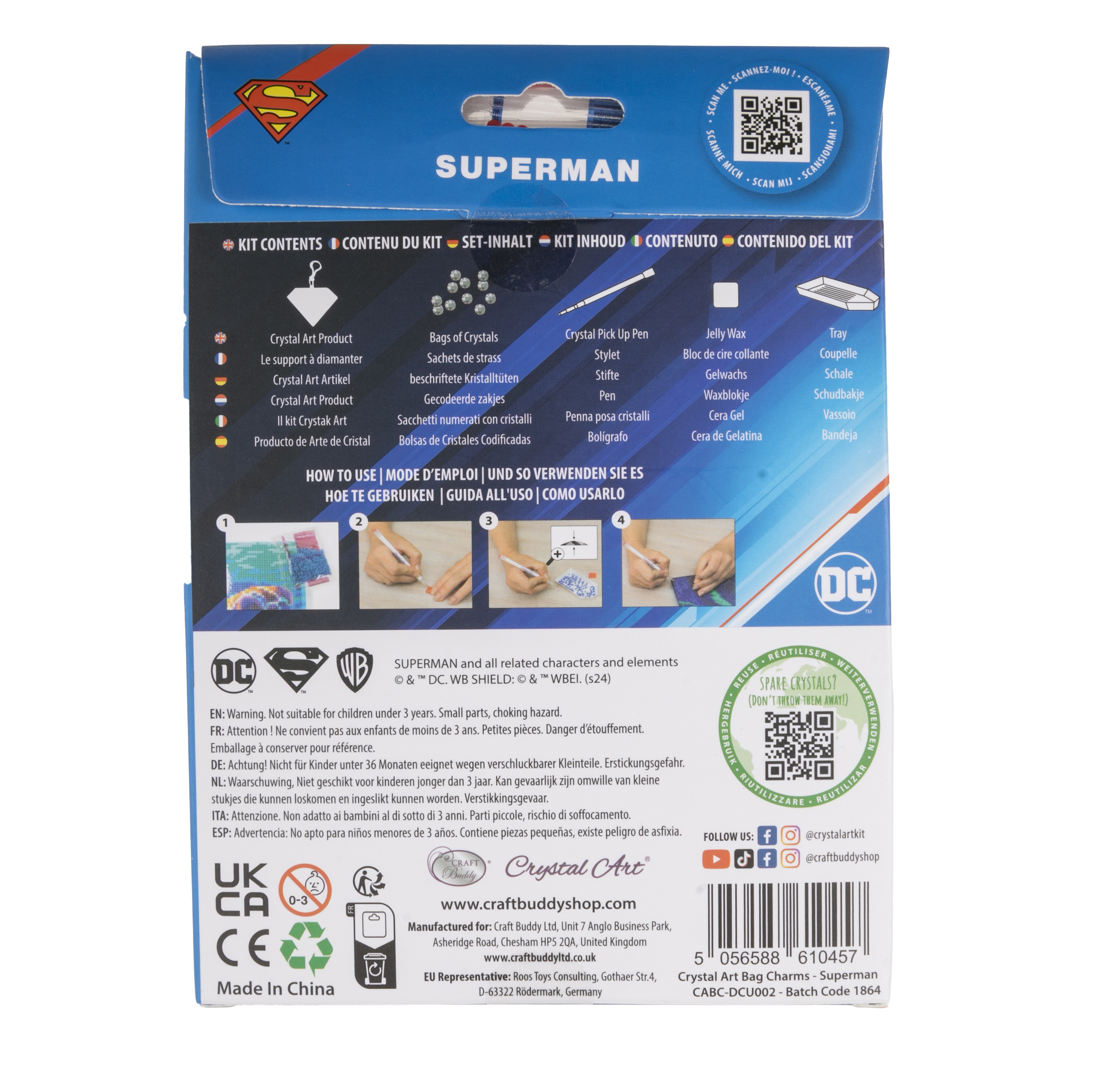 Prívesok na tašku Superman DC vykladanie z diamantov