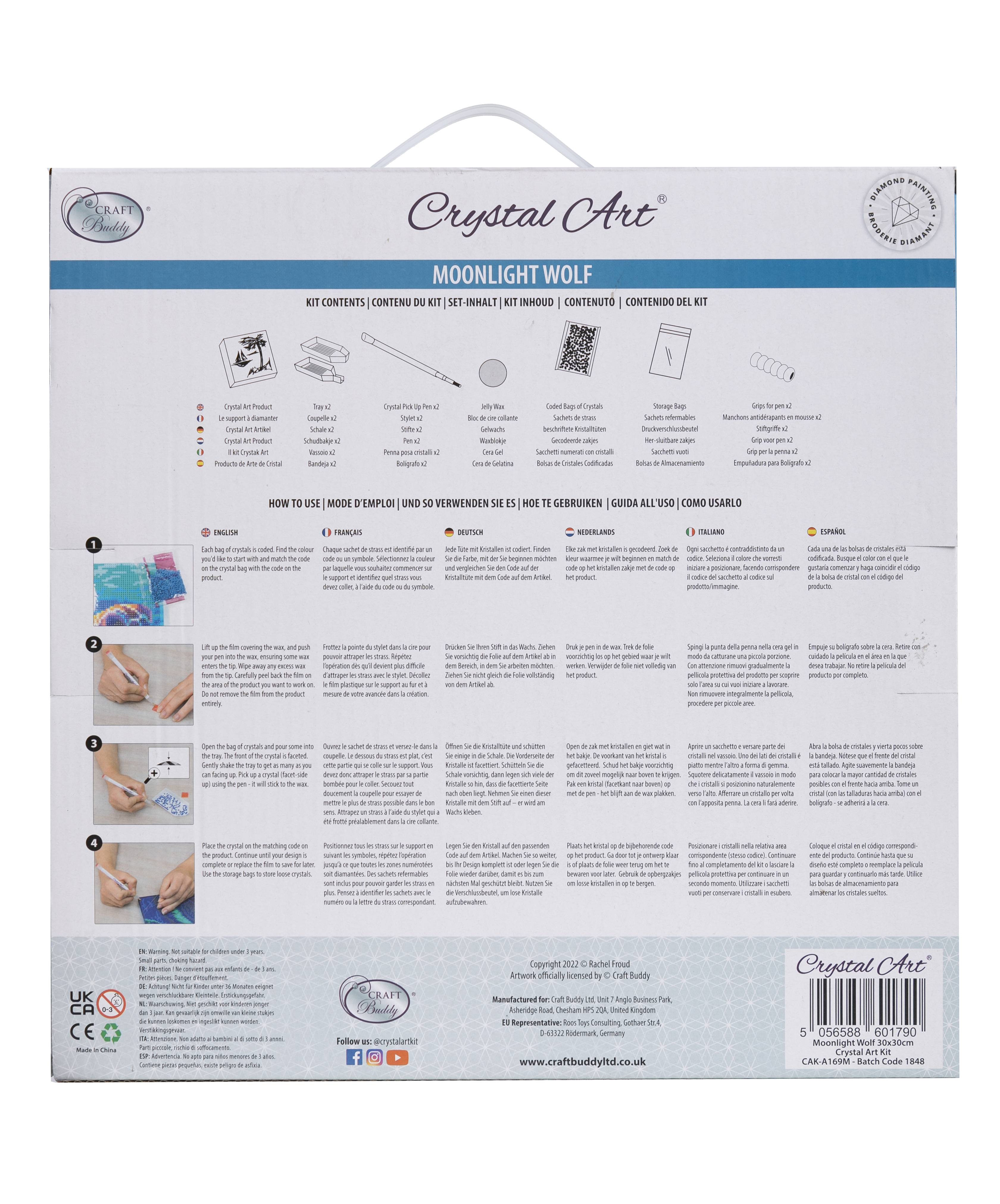 Obraz Mesačný vlk (30x30 cm) vykladanie z diamantov