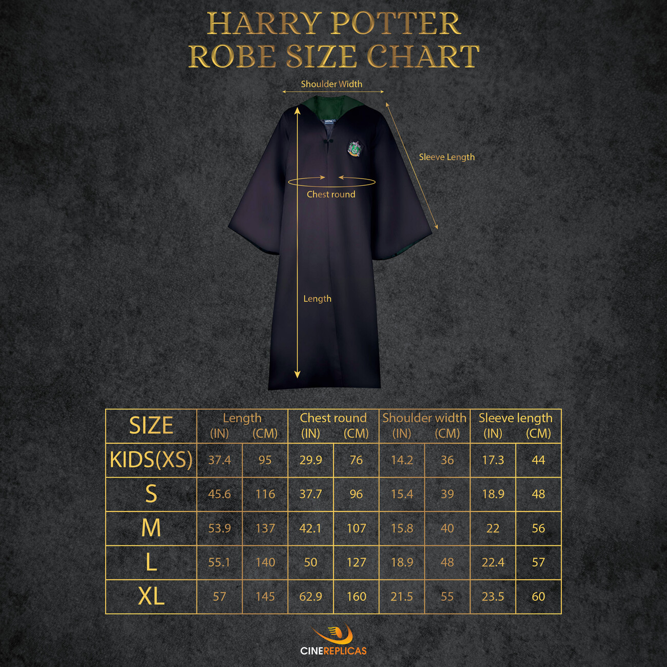 Čarodejnícky plášť fakulty Slizolín M Harry Potter