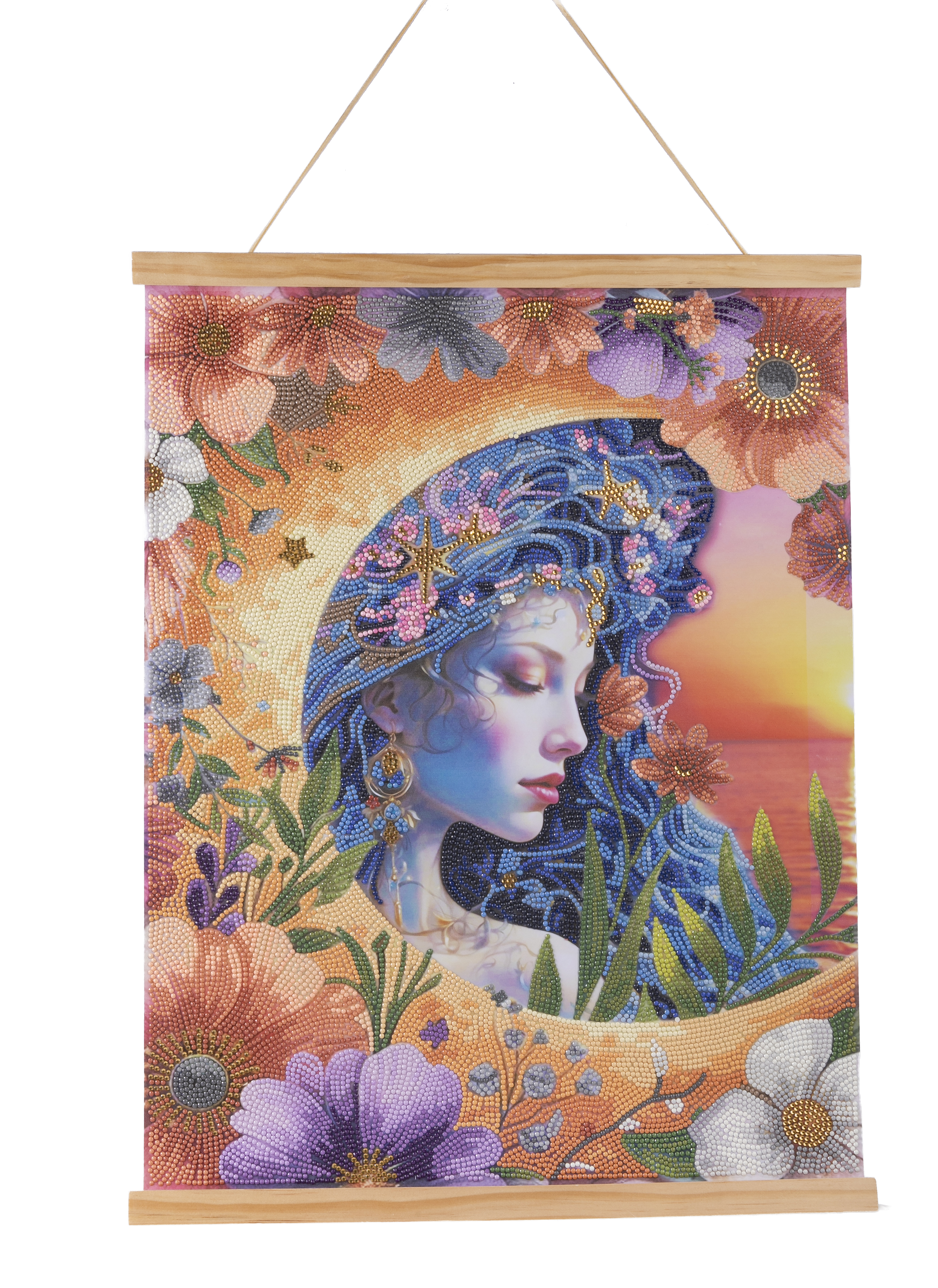 Obraz v lištách Bohyňa Luna (35x45 cm) vykladanie z diamantov