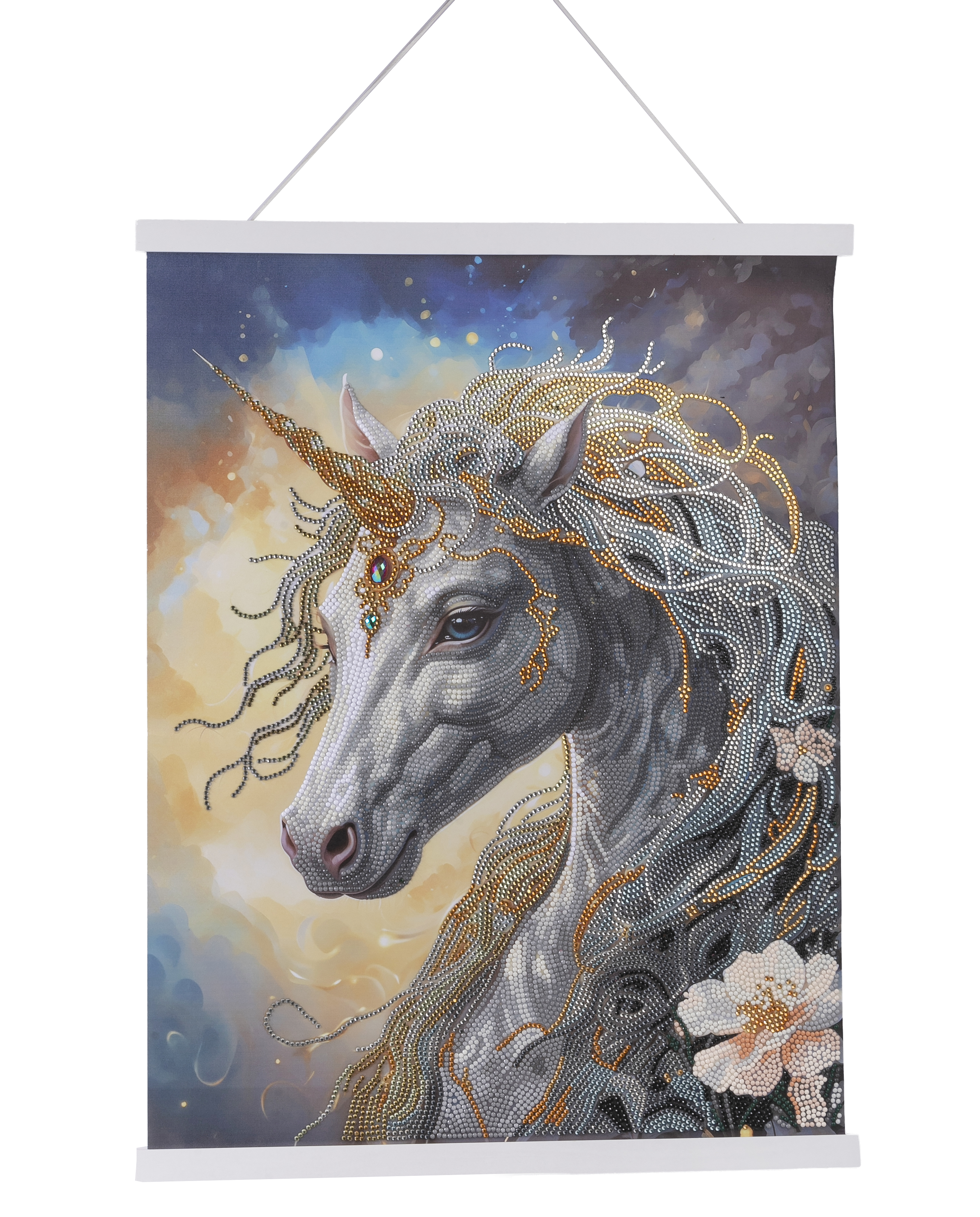 Obraz v lištách Kozmický jednorožec (35x45 cm) vykladanie z diamantov