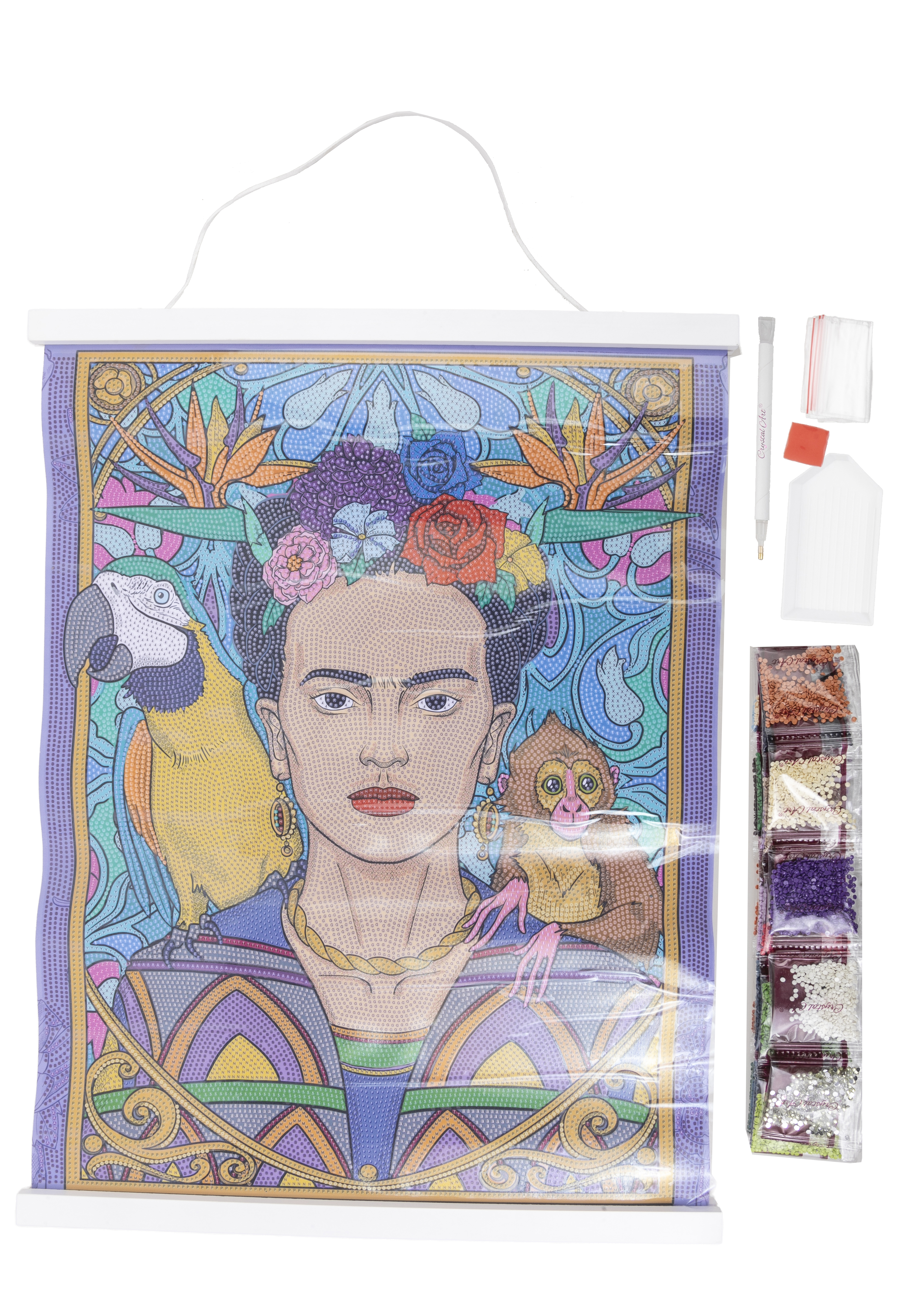 Obraz v lištách Frida Kahlo (40x50 cm) vykladanie z diamantov