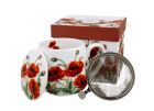 Porcelánový sudový hrnček so sitkom a krytom Classic Poppies 430 ml