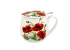 Porcelánový sudový hrnček so sitkom a krytom Classic Poppies 430 ml