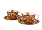 Sada dvoch šálok s podšálkou William Morris - Strawberry Thief Red 280 ml