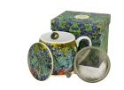 Porcelánový sudový hrnček so sitkom a krytom Vincent Van Gogh - Irises 430 ml