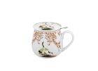 Porcelánový sudový hrnček so sitkom a krytom Sakura & Cranes 430 ml
