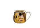 Porcelánový sudový hrnček so sitkom a krytom Gustav Klimt - The Kiss Brown 430 ml
