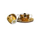 Sada dvoch espresso šálok s podšálkou Gustav Klimt - The Kiss Brown 110 ml