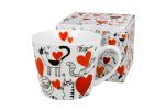 Rovný porcelánový hrnček Mačky a srdiečka 610 ml