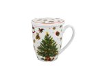 Porcelánový hrnček so sitkom a krytom Vianočný strom 360 ml